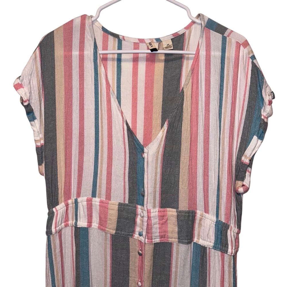 Roxy|Lagoon Button Down Striped Maxi Dress Beachy… - image 5